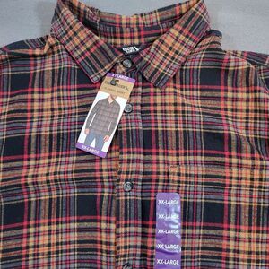 Eddie Bauer Mens Flannel Shirt 2XL XXL Night Sky Ohio Plaid Long Sleeve NWT NEW